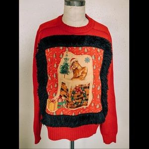 Upcycled Vintage Funny Ugly Christmas Sweater Size M/L
